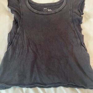 aerie Washed Charcoal Scoop Neck Tank Top